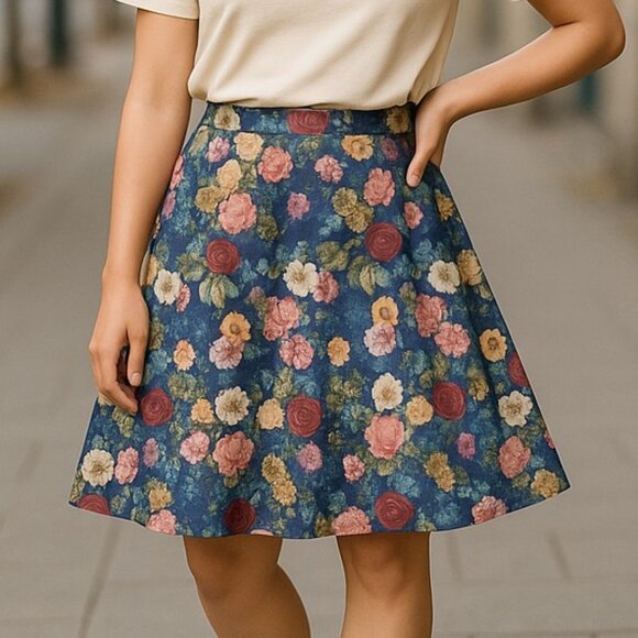 Suite Blanco NWT Women's Colorful Floral High Rise A-Line Skirt Size 8 - Picture 10 of 10